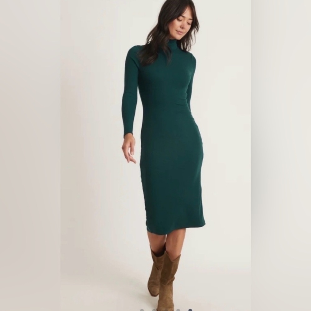 Marine Layer Woman’s Lexi Rib Turtleneck Mid Long Sleeve Dress
